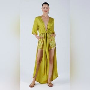 My Beachy Side Green Magnolia Kaftan Kimono Wear Multi Ways OS NWT